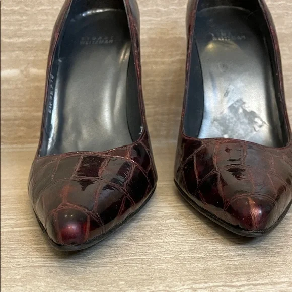 Stuart Weitzman UGC size 9 Dark Red Croc-Patterned Heels stiletto vintage - Picture 10 of 14